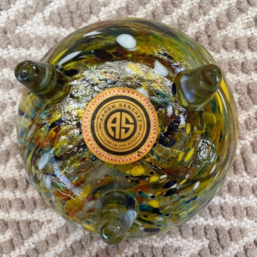 Beautiful! Art Glass Footed Bowl - Multicolor Fused Glass (NOWT) - Picture 12 of 12